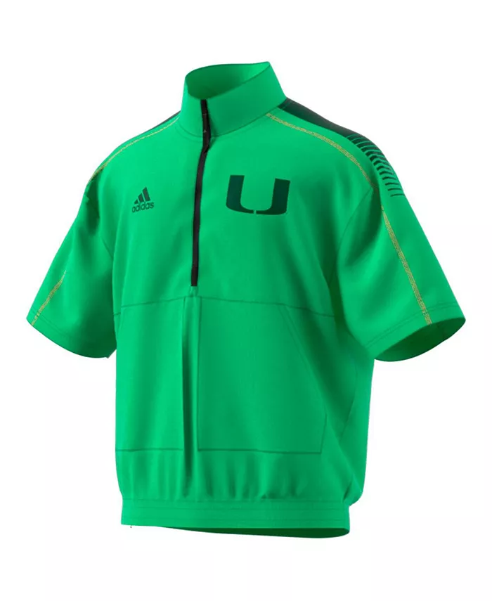 Мужская зеленая короткая куртка на молнии с короткими рукавами Miami Hurricanes Miami Nights Strategy adidas — фото 3