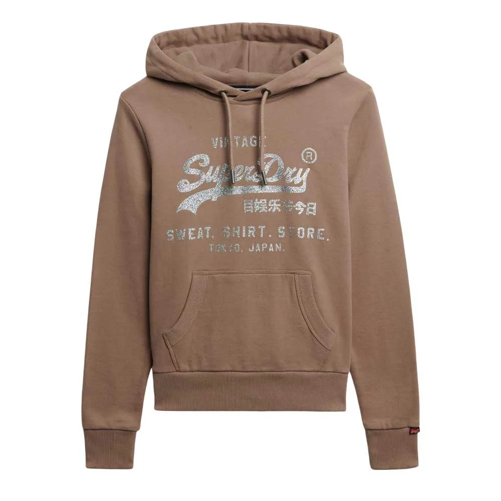 

Худи Superdry Embellished Vl Relaxed Fit, коричневый