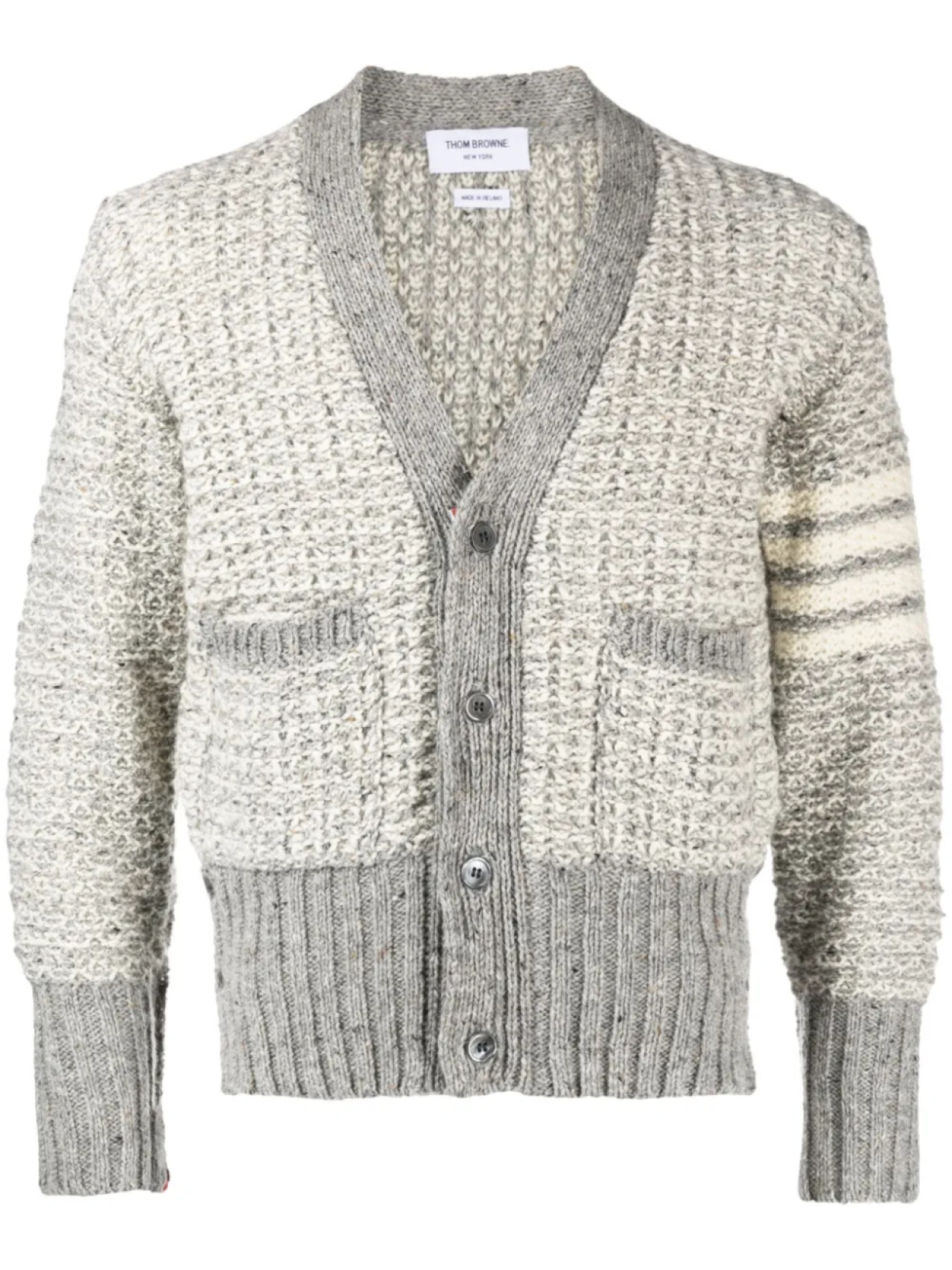 

Thom Browne меланжевый кардиган с полосками 4-Bar, серый