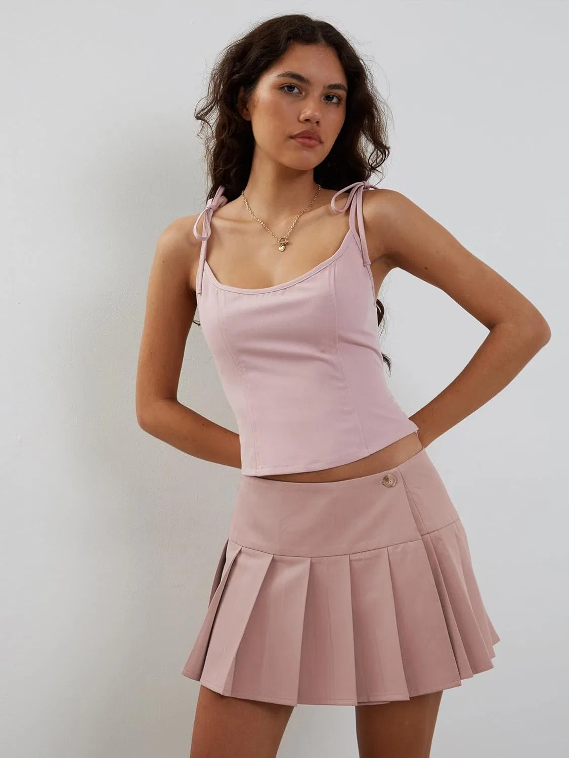 Юбка теннисная, Women's Preppy Y2K, розовый — фото 4