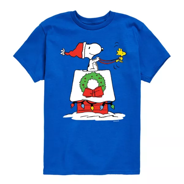 

Футболка с рисунком санок из домика Peanuts для мальчиков 8-20 лет Licensed Character, синий