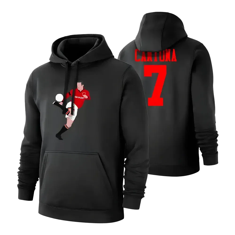Детский футбольный свитшот с капюшоном Eric Cantona Manchester United Manchester United Fc, черный