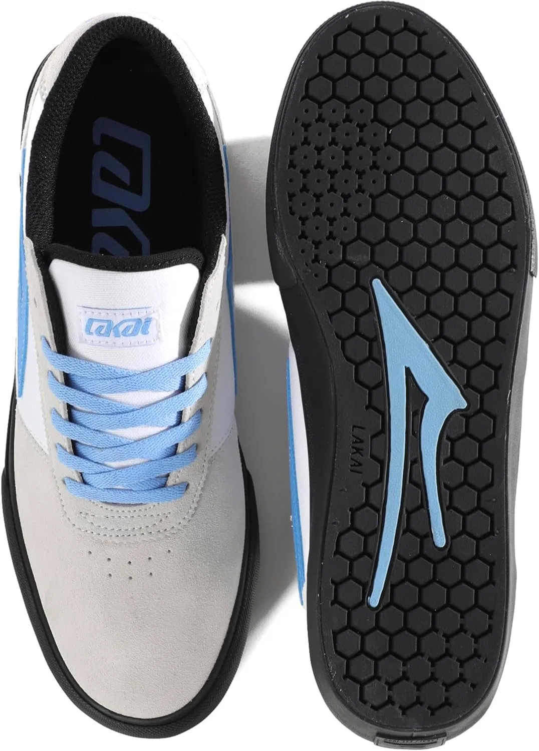 Мужские скейтбордистские кроссовки Lakai Manchester - низкие кроссовки для скейтбординга для мужчин, White Black Sky — фото 3