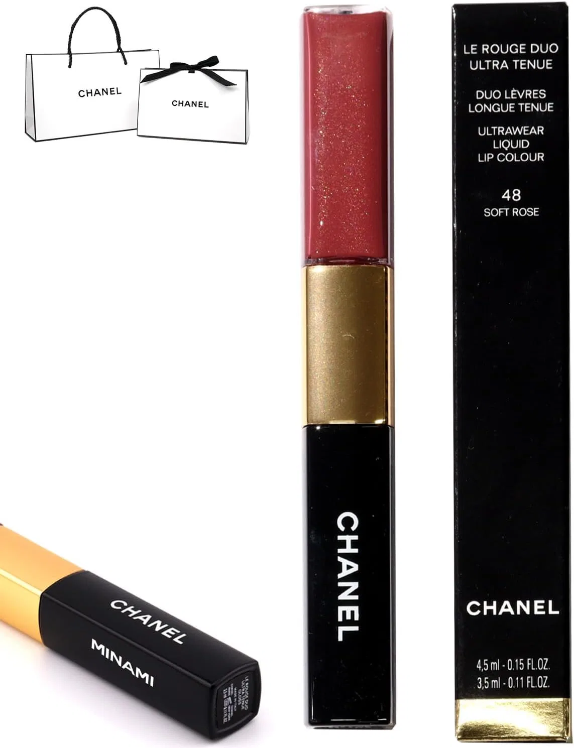 2-в-1 жидкая губная помада CHANEL Le Rouge Duo Ultra Tuner Lip Color Lip Gloss, 48 Soft Rose