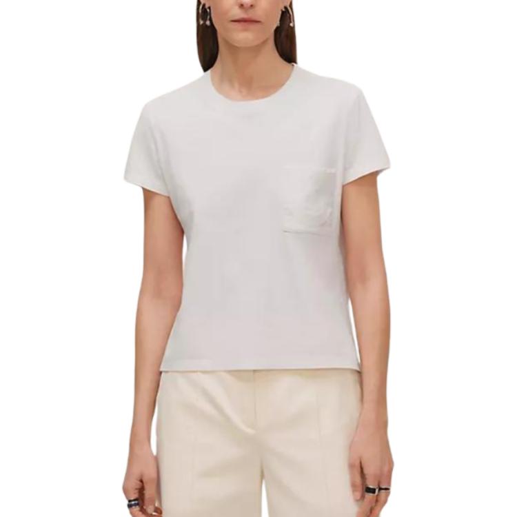 HERMES Футболка Women's White Crew Neck Moderate Straight Fit — фото 3