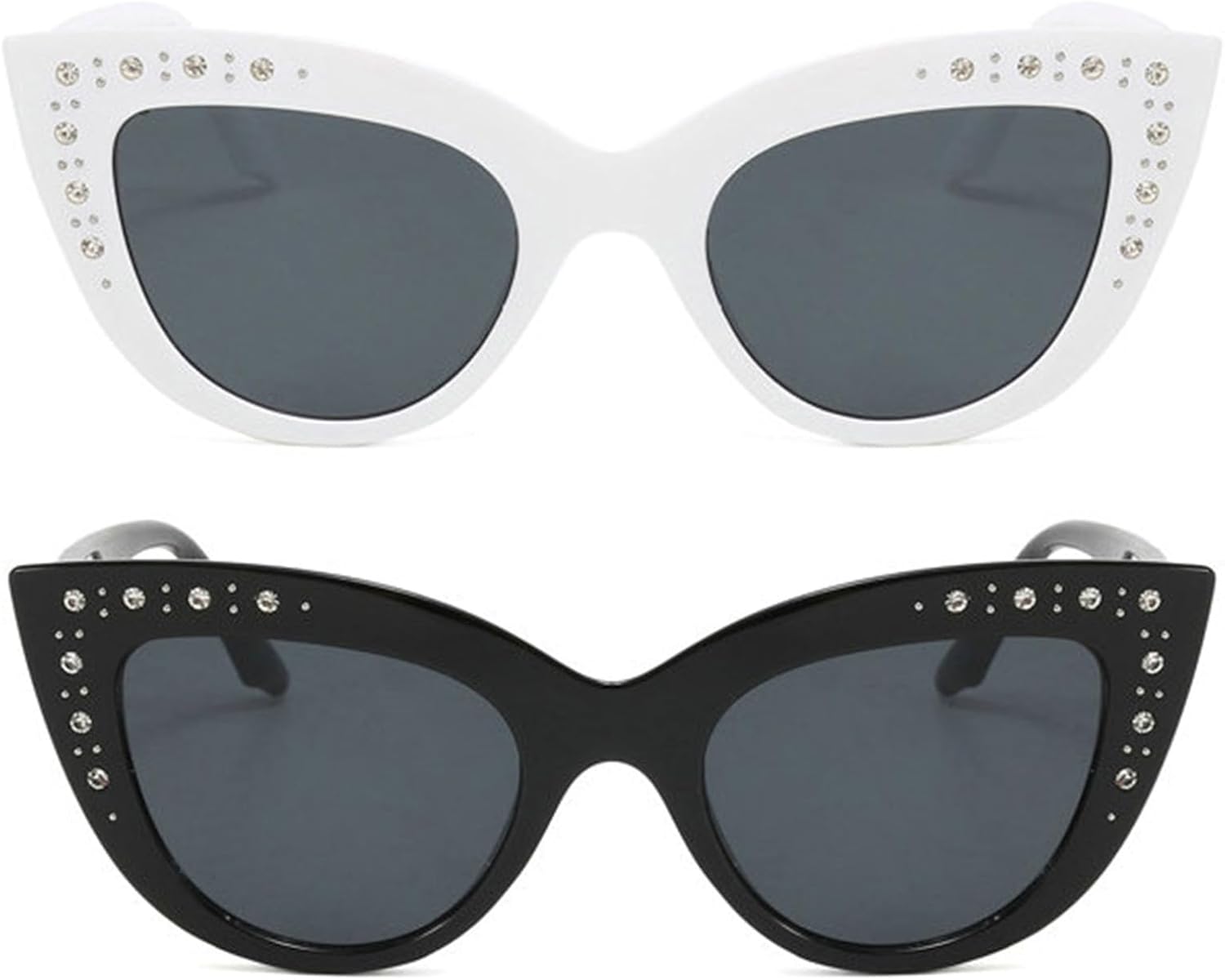 

Солнцезащитные очки «кошачий глаз» с бриллиантами, женские, в стиле ретро, ​​украшенные стразами, сверкающие кристаллами и жемчугом, роскошные очки с блестками helena, Black+white