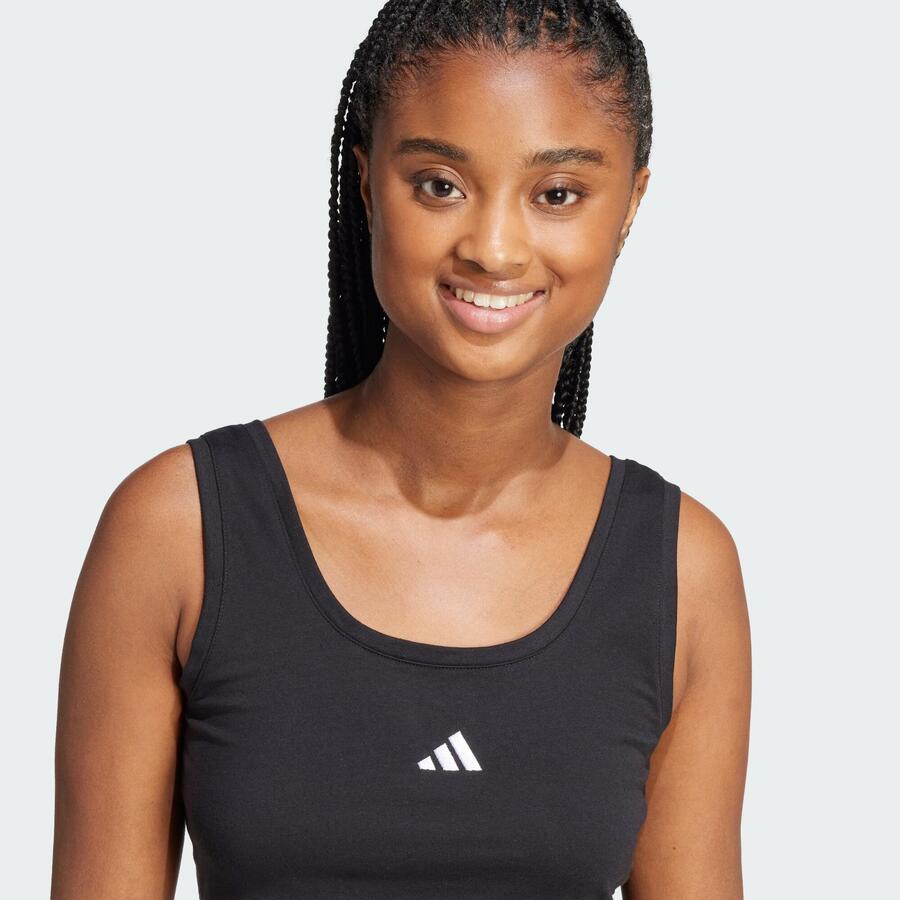 ADIDAS Хлопковая майка Essentials с маленьким логотипом — фото 4