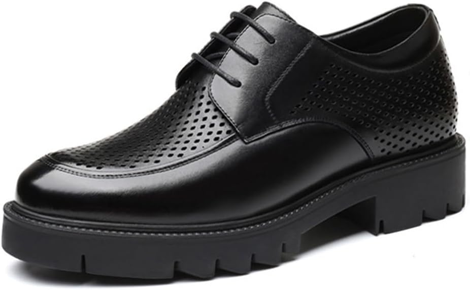 

Мужские кожаные оксфорды YGCEEIA с невидимым лифтом роста, 10 см (9,9 см) - туфли-оксфорды для официальных случаев, 3.93inchs(10cms)