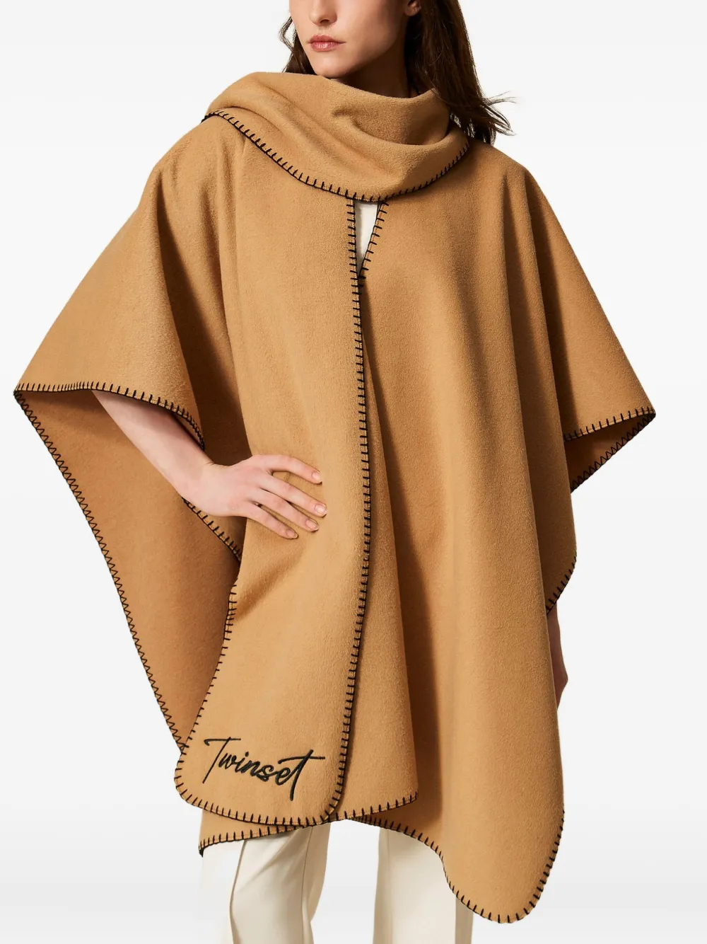 

Сшитая накидка TWINSET, коричневый