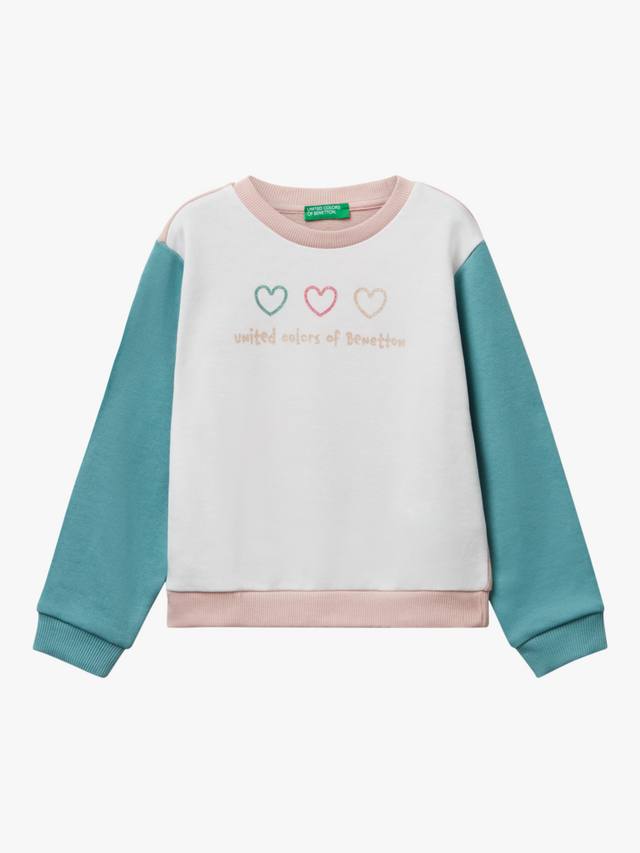 

Детский хлопковый свитшот с цветными блоками и круглым вырезом Benetton, Multi