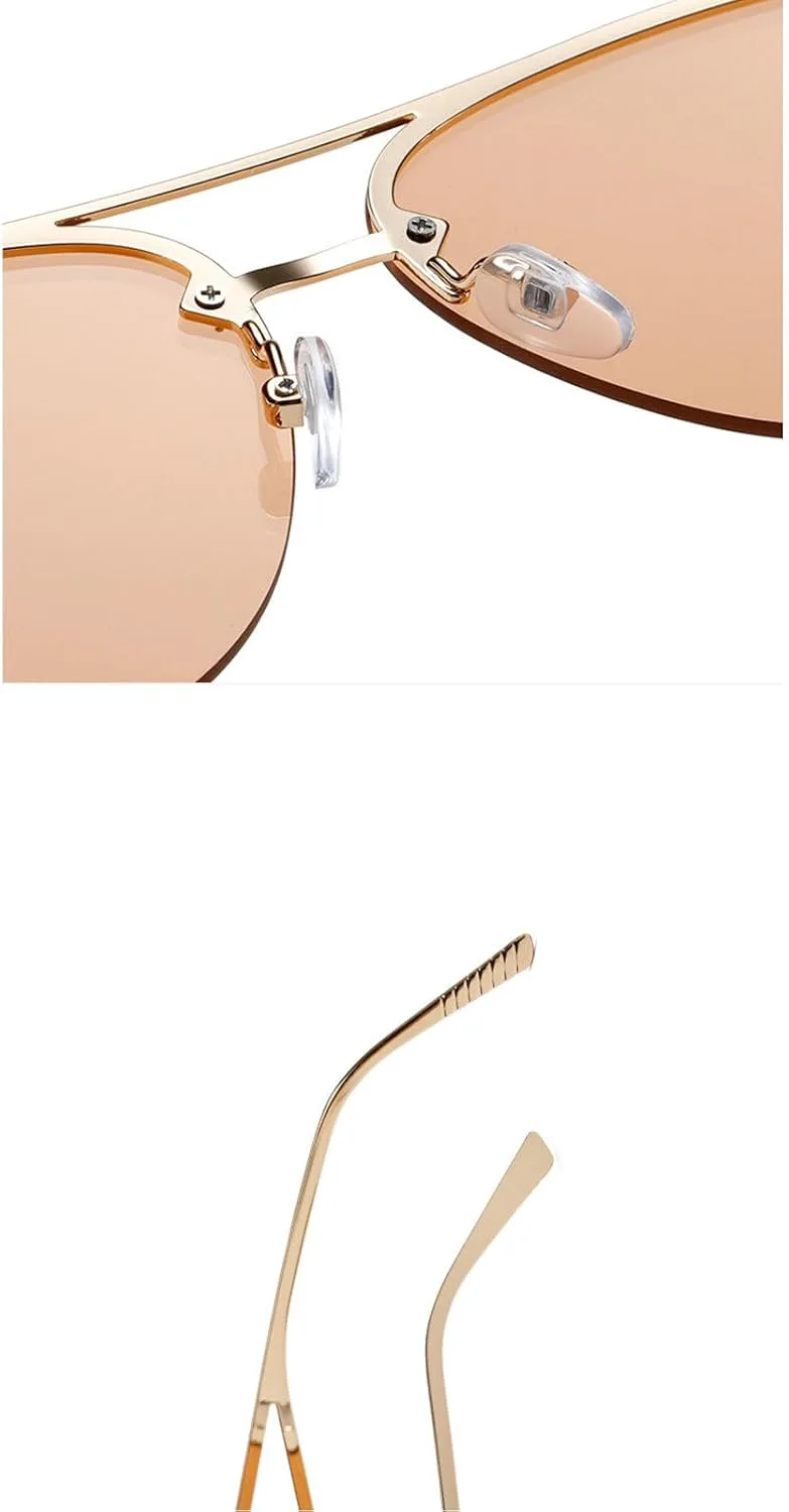 

Ретро-солнцезащитные очки-пилот для мужчин и женщин, большие солнцезащитные очки, модные оттенки цвета шампанского, защита от ультрафиолета UV400 N45 mincl, Brown