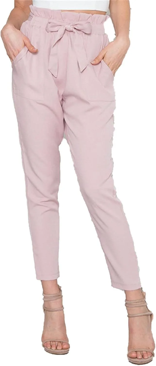 

Maiyifu-GJ женские брюки-карандаш с поясом и завязкой, casual, slim fit, эластичная талия