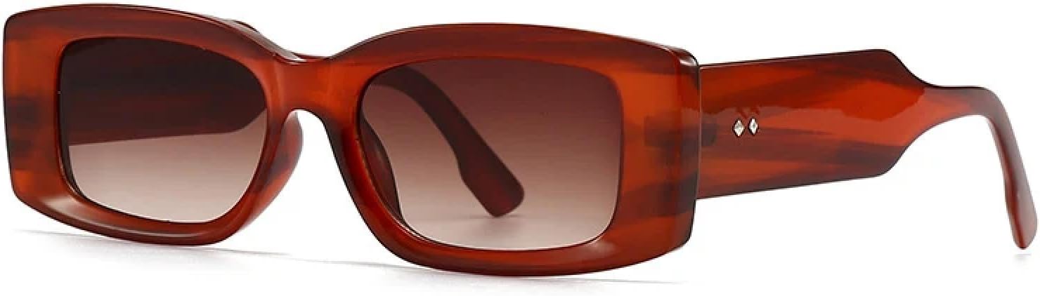 

Модные прямоугольные женские солнцезащитные очки класса люкс в стиле ретро, ​​конфетные цвета, прозрачный градиент, мужские очки с широкими дужками HHZZYVY, Brown Stripes Tea