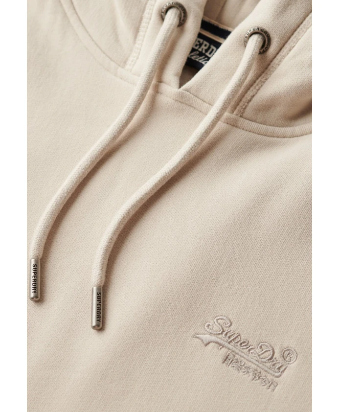 Светло-Бежевая хлопковая базовая мужская толстовка с капюшоном Superdry, бежевый — фото 3