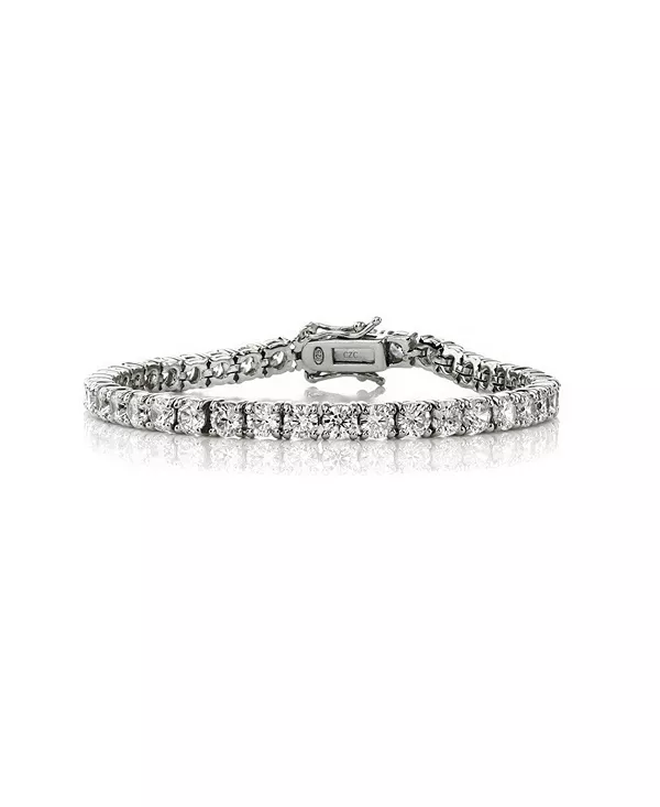 

Теннисный браслет из стерлингового серебра с цветными кубическими цирконами, покрытый белым золотом, 14-каратным золотом или 18-каратным розовым золотом Genevive, white