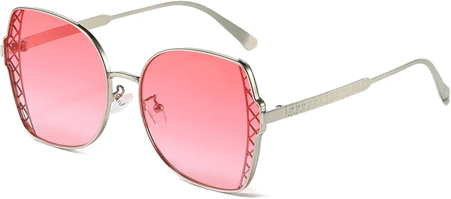 

Модные солнцезащитные очки в металлической оправе для женщин и мужчин, винтажные, стильные, для уличной фотографии, солнцезащитные очки UV400 для женщин TKKTLLT, Silver Pink