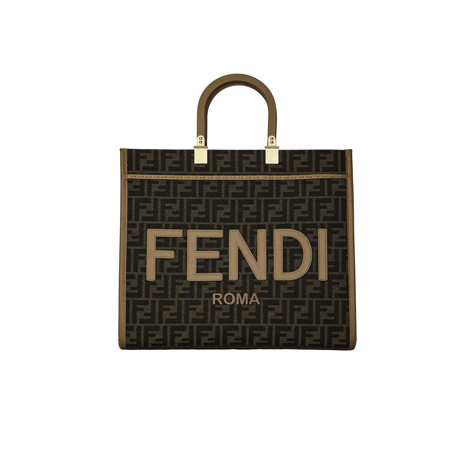 FENDI Сумка-шоппер из жаккардовой ткани среднего размера — фото 2