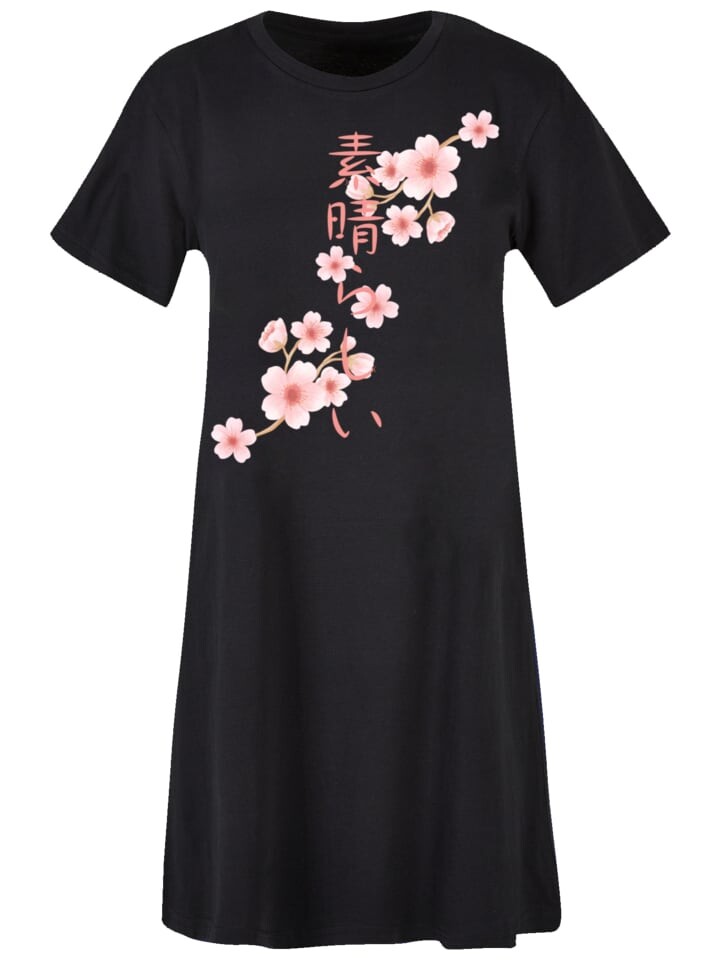

Короткое платье F4NT4STIC T-Shirt Kleid Kirschblüten Asien T-Shirt Kleid, черный