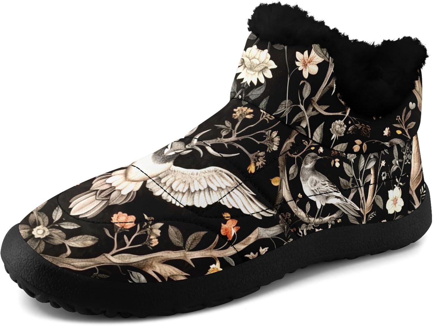 

Готические зимние ботинки для женщин и мужчин с черепами и цветочным узором, стильные и комфортные, теплые ботильоны, с мягкой искусственной меховой подкладкой, снегоступы Awsole, белый/черный/коричневый/бежевый