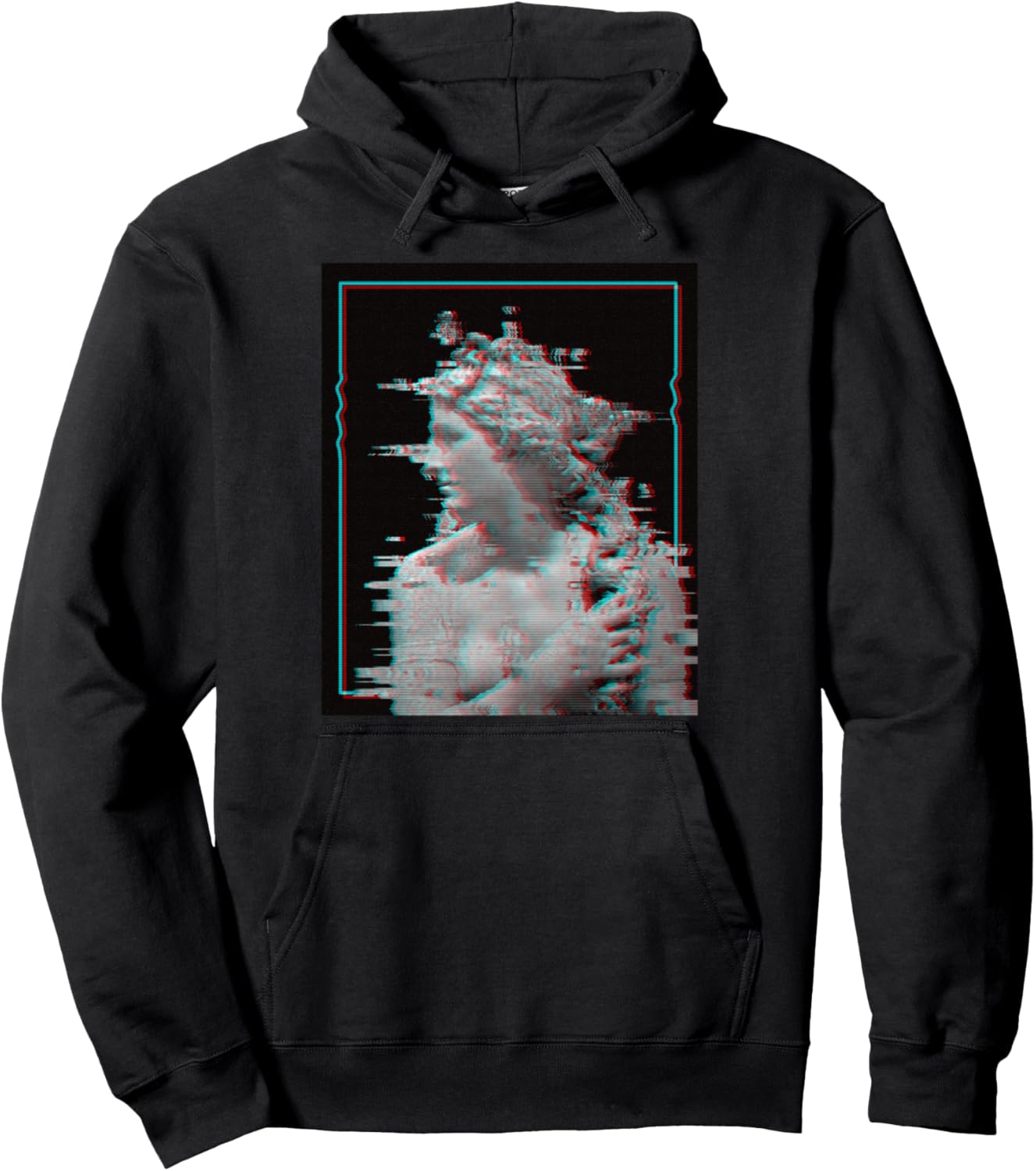 

3D Glitch Art Aesthetic Vaporwave Greek Statue Graphics. Худи Greek Statue Glitch Apparels, черный