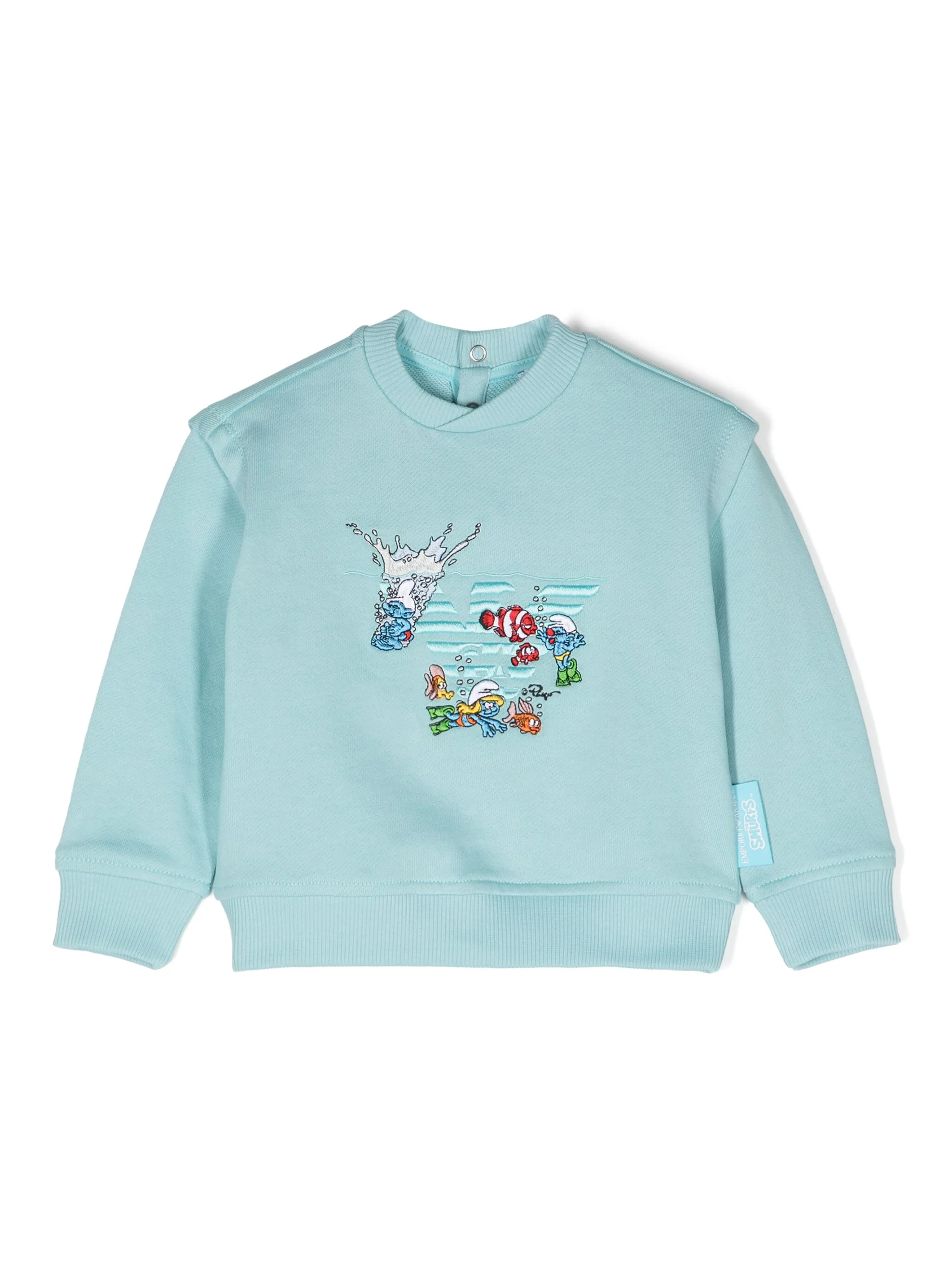 

Толстовка с вышивкой из коллаборации с The Smurfs Emporio Armani Kids, синий