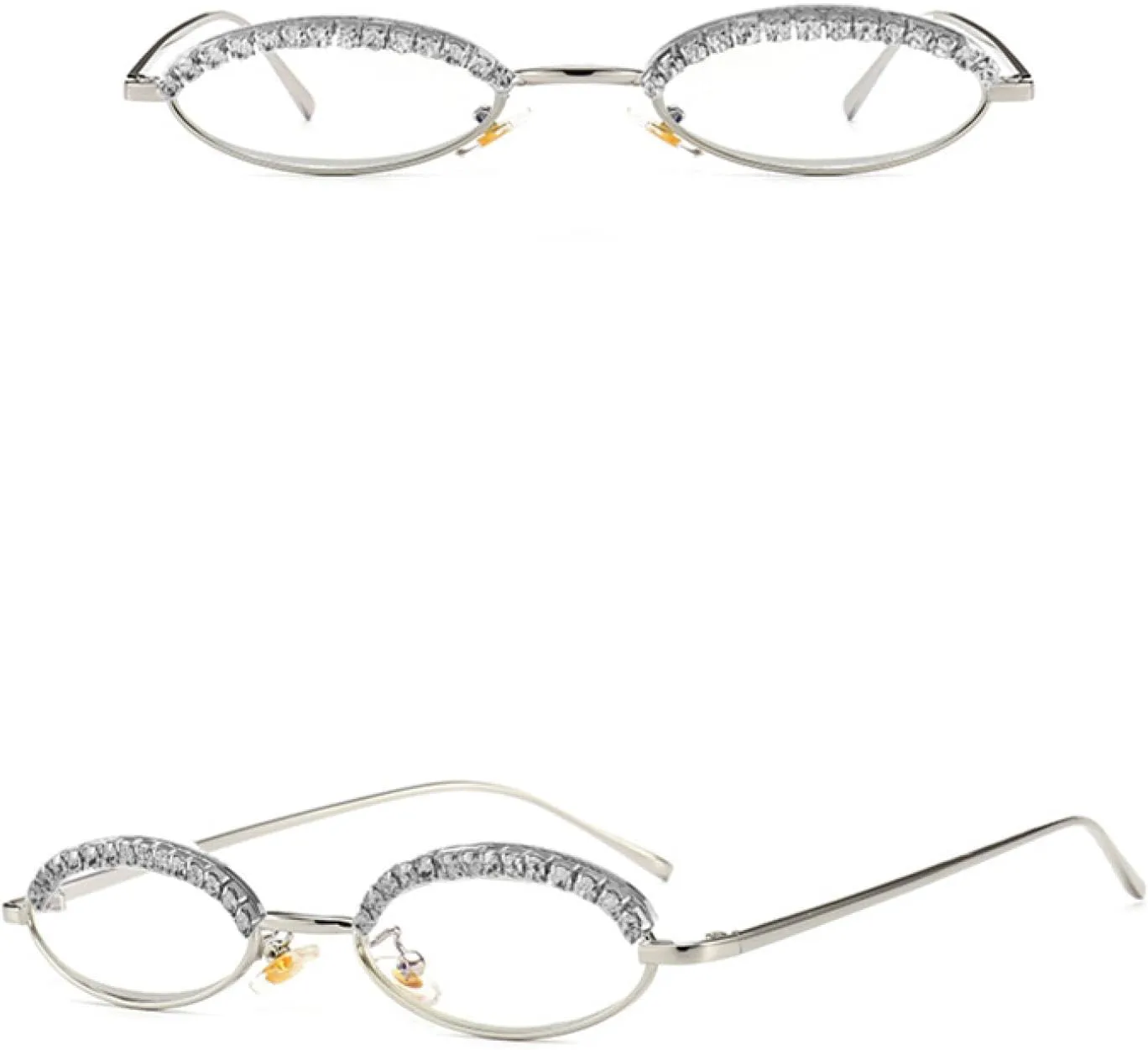 

Роскошные маленькие солнцезащитные очки «кошачий глаз» для женщин и мужчин, с кристаллами и бриллиантовым блеском, в овальной оправе из сплава TKKTLLT, Black