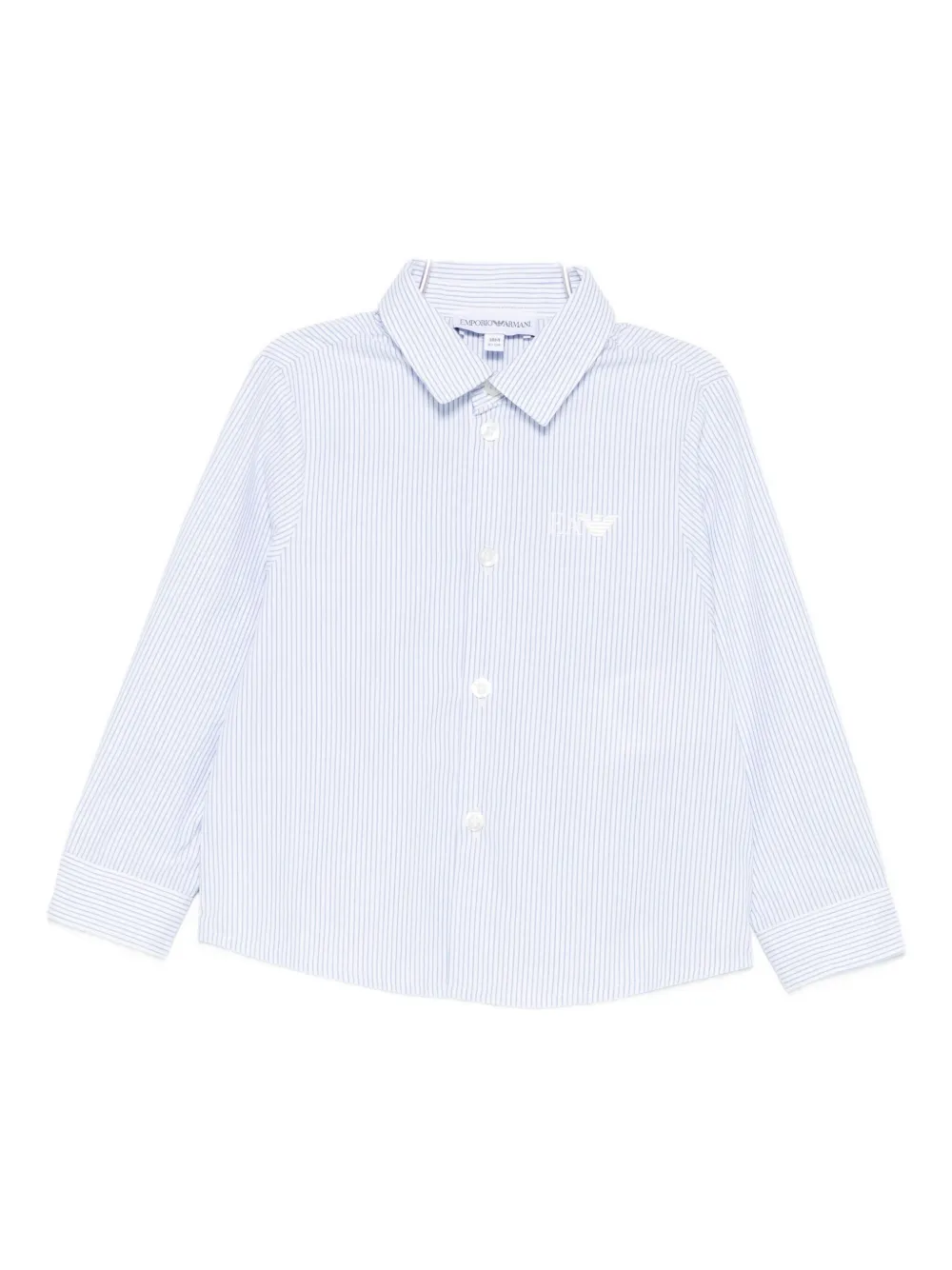 

Рубашка в полоску с вышитым логотипом Emporio Armani Kids, синий