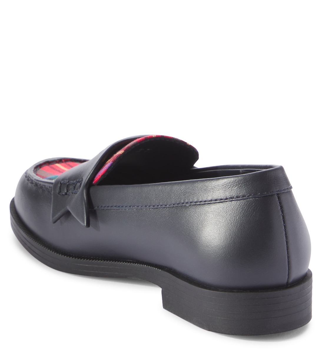 Мини-пенни лоферы из клетчатой кожи Christian Louboutin Kids, Multi/Marine/Lin Navy — фото 2