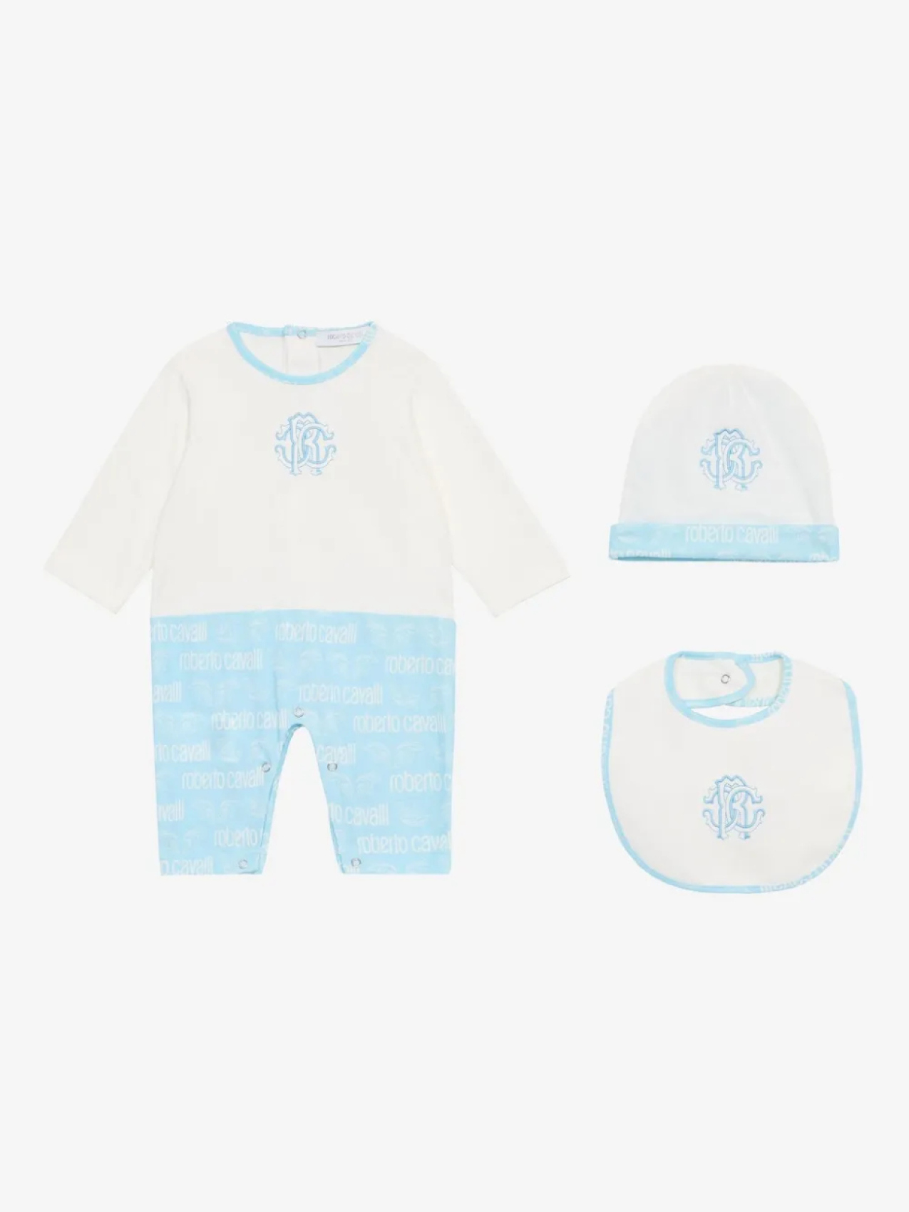 

Комплект для новорожденного с логотипом Roberto Cavalli Junior, синий
