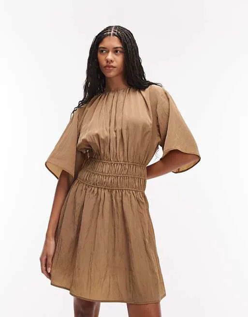 

Темно-желтое платье из хлопка и нейлона с кулиской на талии & Other Stories