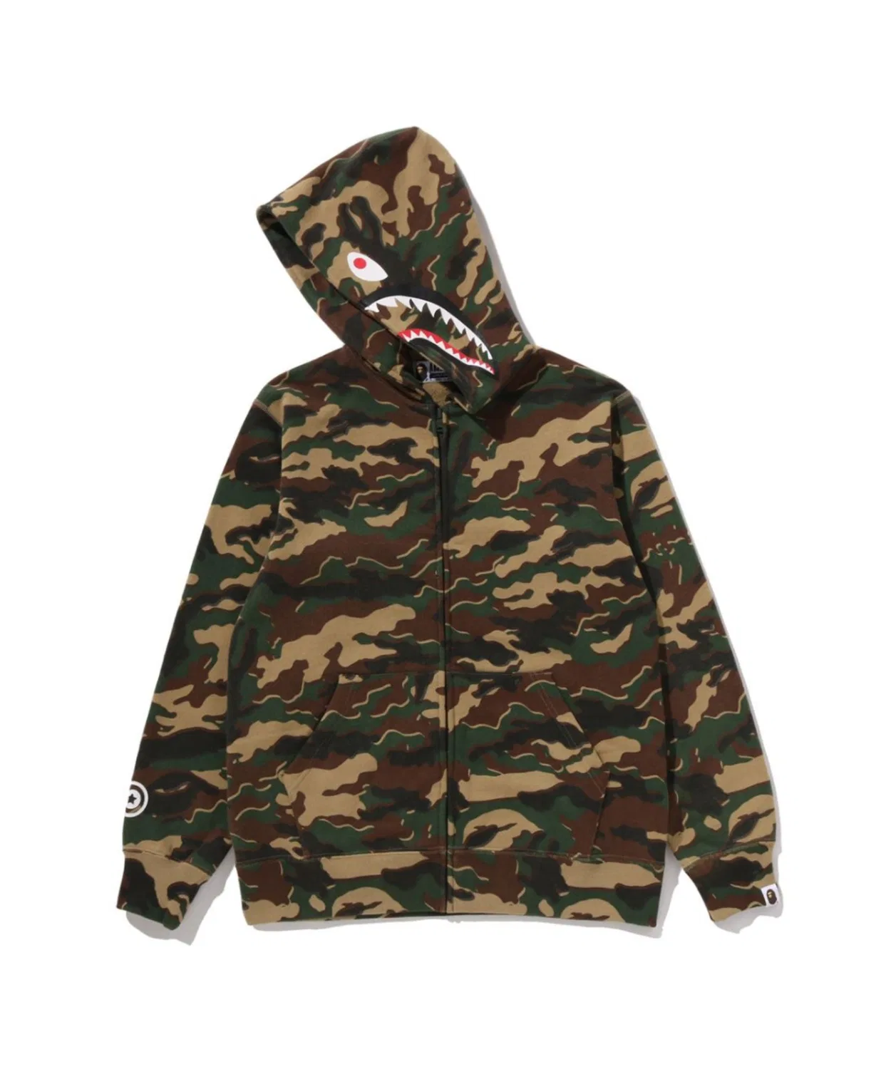 Худи-зипка с капюшоном GLITCH WOODLAND CAMO SHARK A BATHING APE, зелёное — фото 3