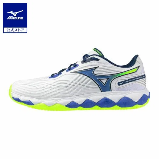 Унисекс кроссовки для тенниса «Wave Enforce Tour 2 OC» от Mizuno, White X Blue X Yellow