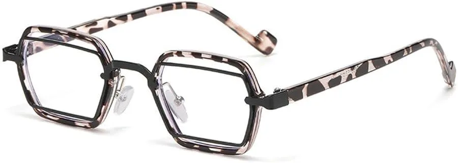 

Ретро маленькие квадратные солнцезащитные очки для женщин, защита от УФ-излучения UV400, модные прозрачные линзы, мужская оправа SKFGNX, White Leopard Clear