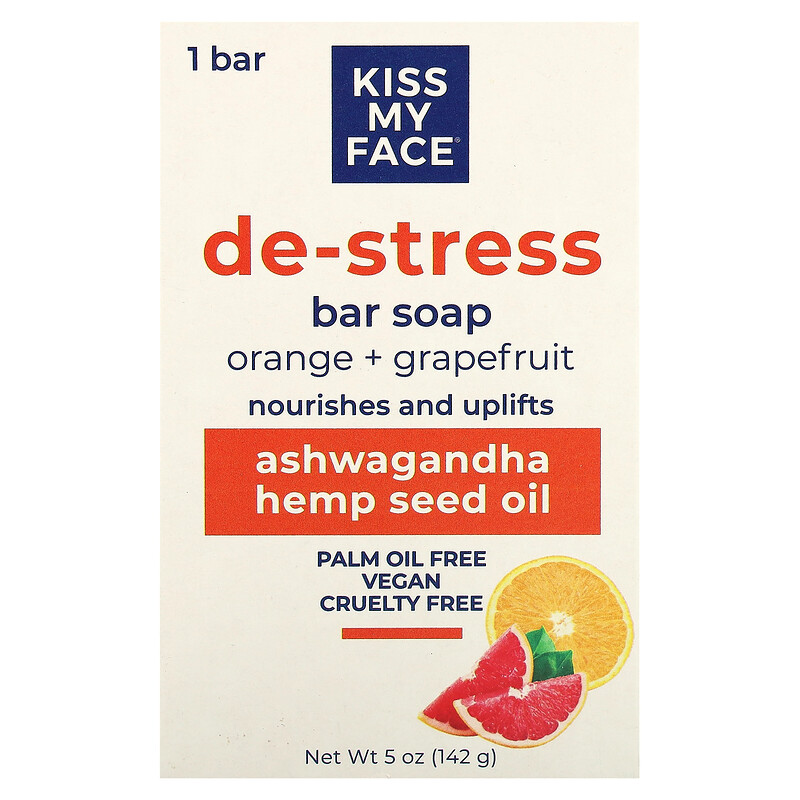 

Kiss My Face, De-Stress, кусковое мыло, апельсин и грейпфрут, 142 г (5 унций)