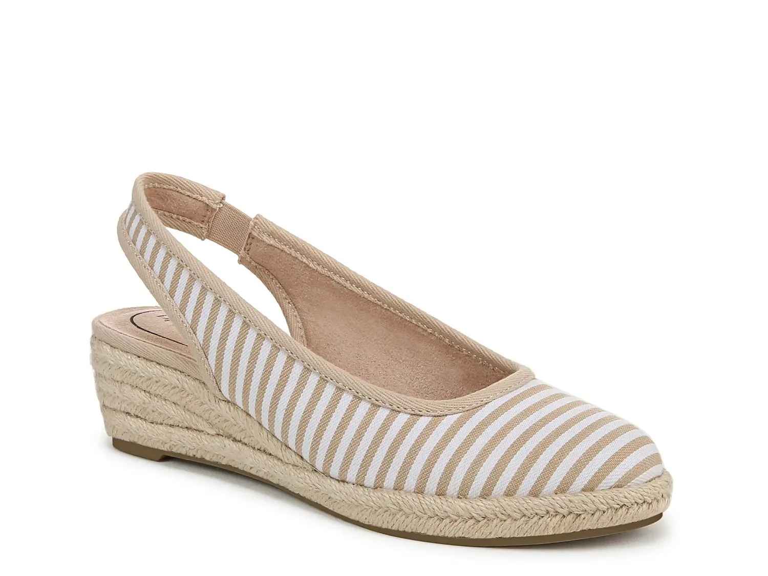 Туфли-лодочки LifeStride Kayden Espadrille на танкетке, ткань в полоску бежевого/белого цвета