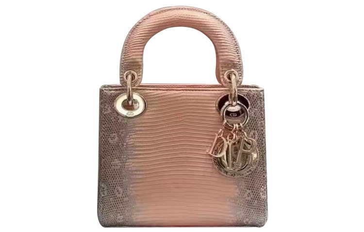 

Леди Диор из кожи ящерицы Леди Диор Сумка через плечо, кроссбод, миниатюрная женская сумка розовая