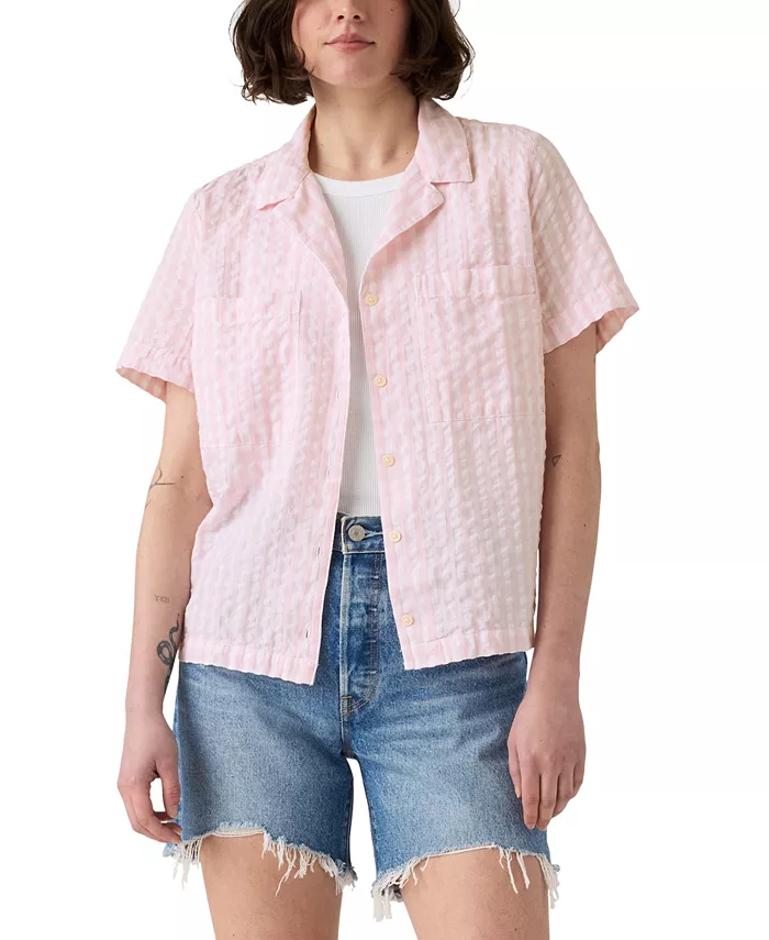 

Женская хлопковая рубашка с коротким рукавом Sonny в стиле кэмп Levi's, розовый