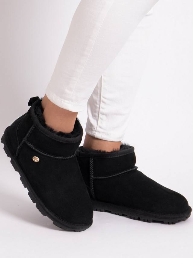 Грейсовые замшевые тапочки-ботфорты Just Sheepskin, Black — фото 2