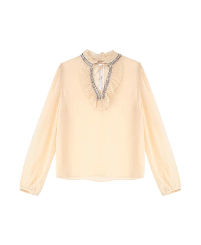 

Элегантная блузка с изысканным воротником Twinset, бежевый