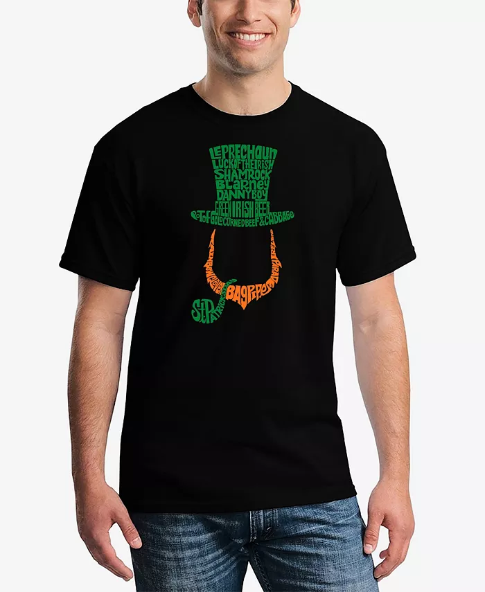

Мужская футболка с графическим принтом Leprechaun Word Art LA Pop Art, серый