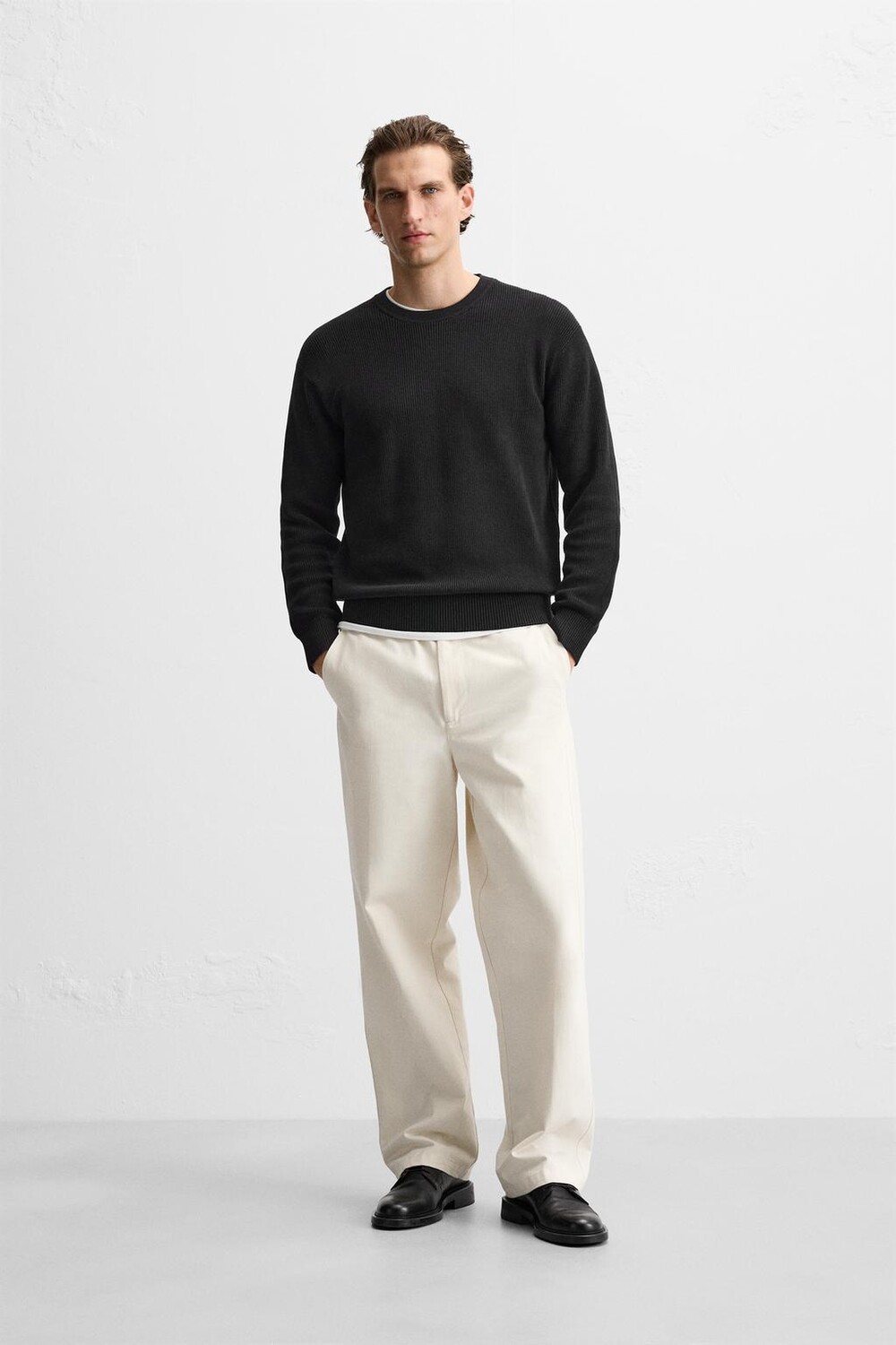 

Свитер изнаночной вязки ZARA, черный