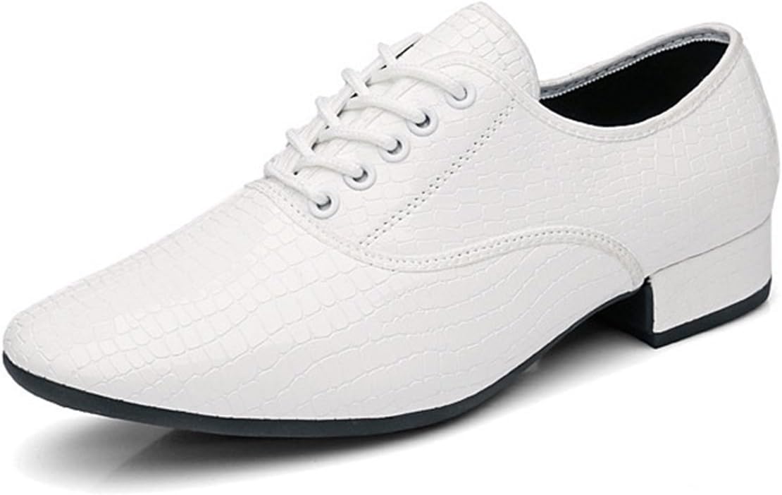 

Мужские латинские танцевальные туфли VEACAM, джазовые кроссовки на шнуровке, профессиональные с закрытым носком, на низком каблуке, для практики и выступлений, белый