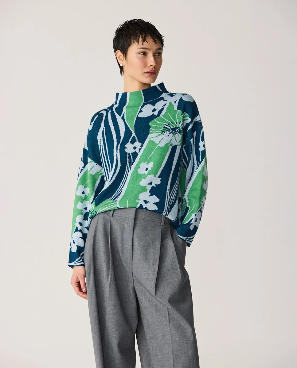 

Женский джемпер жаккард с опущенным рукавом Escorpion, темно-синий