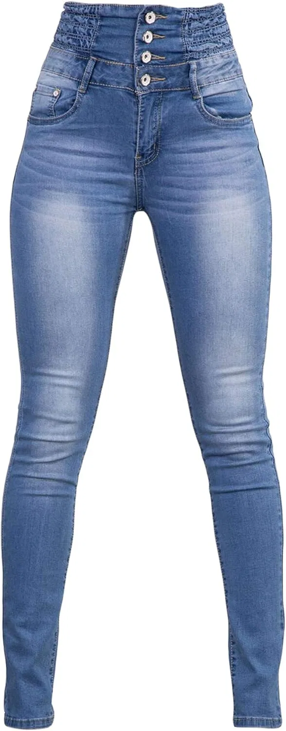 Джинсы с высокой талией, Skinny, Light Blue