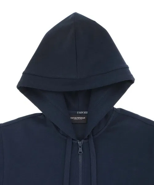 Толстовка-худи на молнии Emporio Armani из полиэстера, тёмно-синяя — фото 2