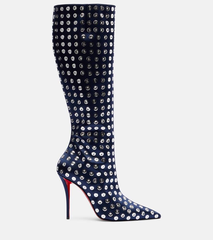 Miss Z 100 сатиновые ботинки до колена с декором Christian Louboutin, Zaffiro — фото 4