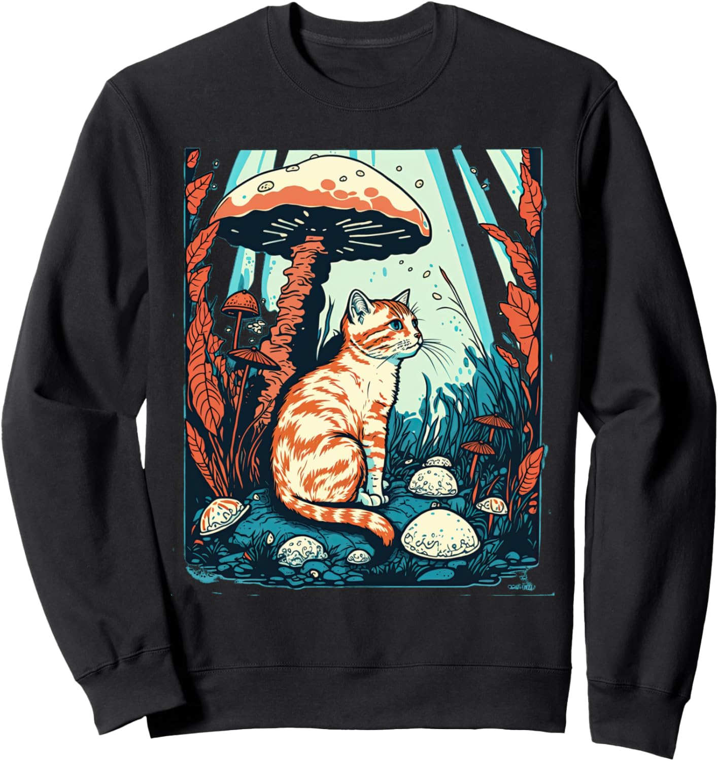 

Толстовка с изображением кошки в стиле Cottage Coa, прячущейся под грибом Cottagecore Goblincore And Fairycore Stuff, черный