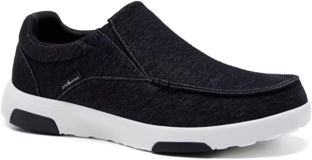 

Мужские ортопедические удобные мокасины OrthoComfoot с поддержкой свода стопы, ортопедические лоферы при подошвенном фасците, повседневные винтажные прогулочные туфли из ткани для облегчения боли в стопе и пятке, черный