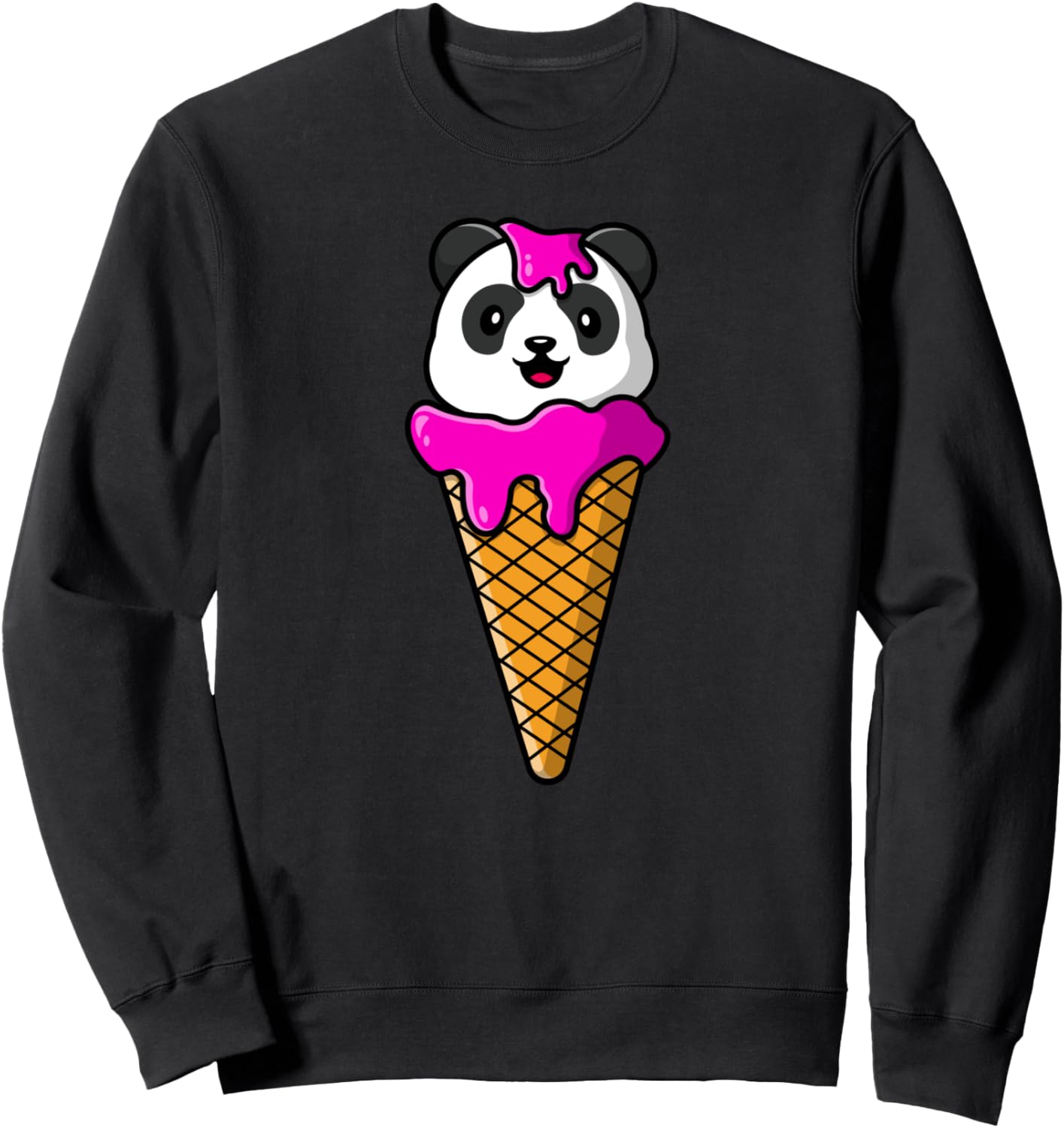 

Милый плюшевый медвежонок панда с мороженым. Забавная толстовка с изображением панды и десерта для любителей лета Cute Panda Bear Ice Cream Gifts, черный