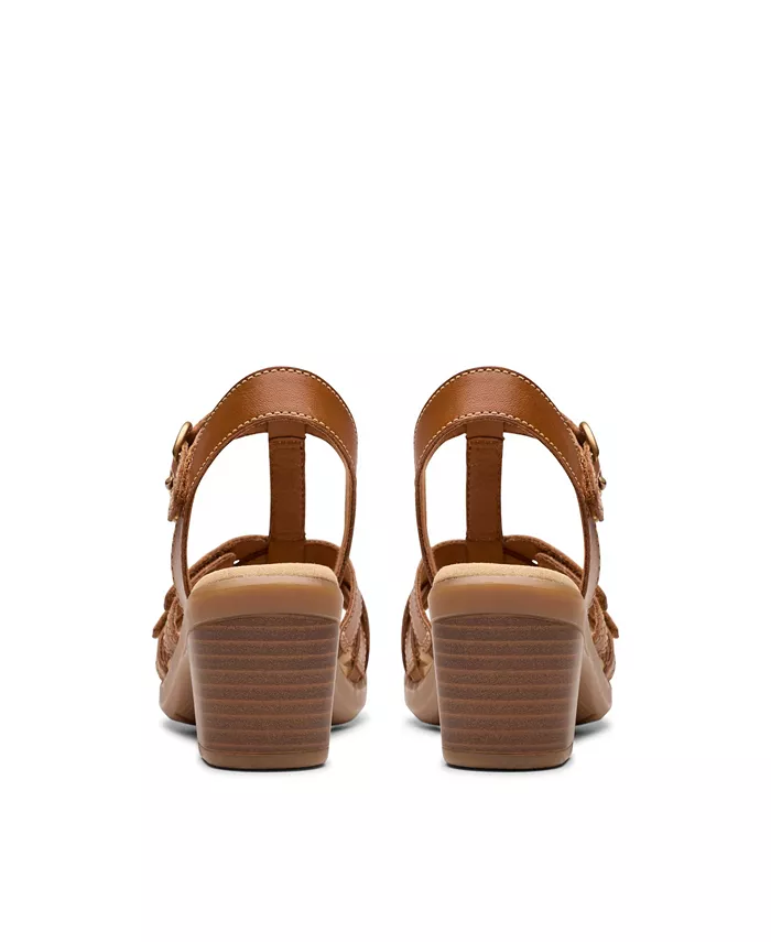 Экю "Emily2 Rose" босоножки на устойчивом каблуке из кожи Clarks, коричневый/бежевый — фото 3